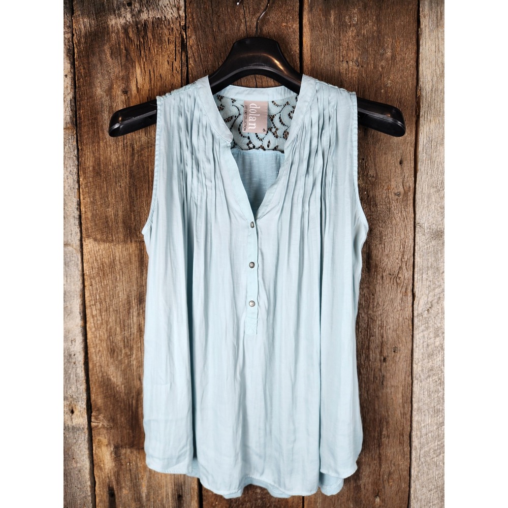 Anthropologie Dolan Left Coast Collection Light Blue Lace Yoke Pintuck Top M